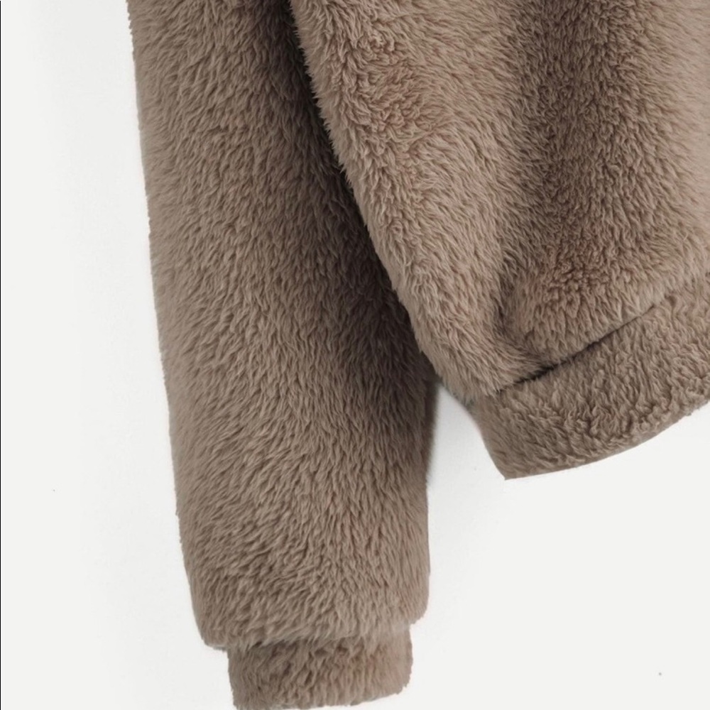 Drop Shoulder Fuzzy Teddy Hoodie by ROWME - Picture 4 of 4